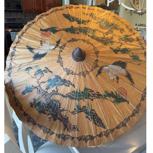 Stunning 1940's vintage Bamboo Japanese paper Umbrella NO breaks must see - Picture 3 of 8